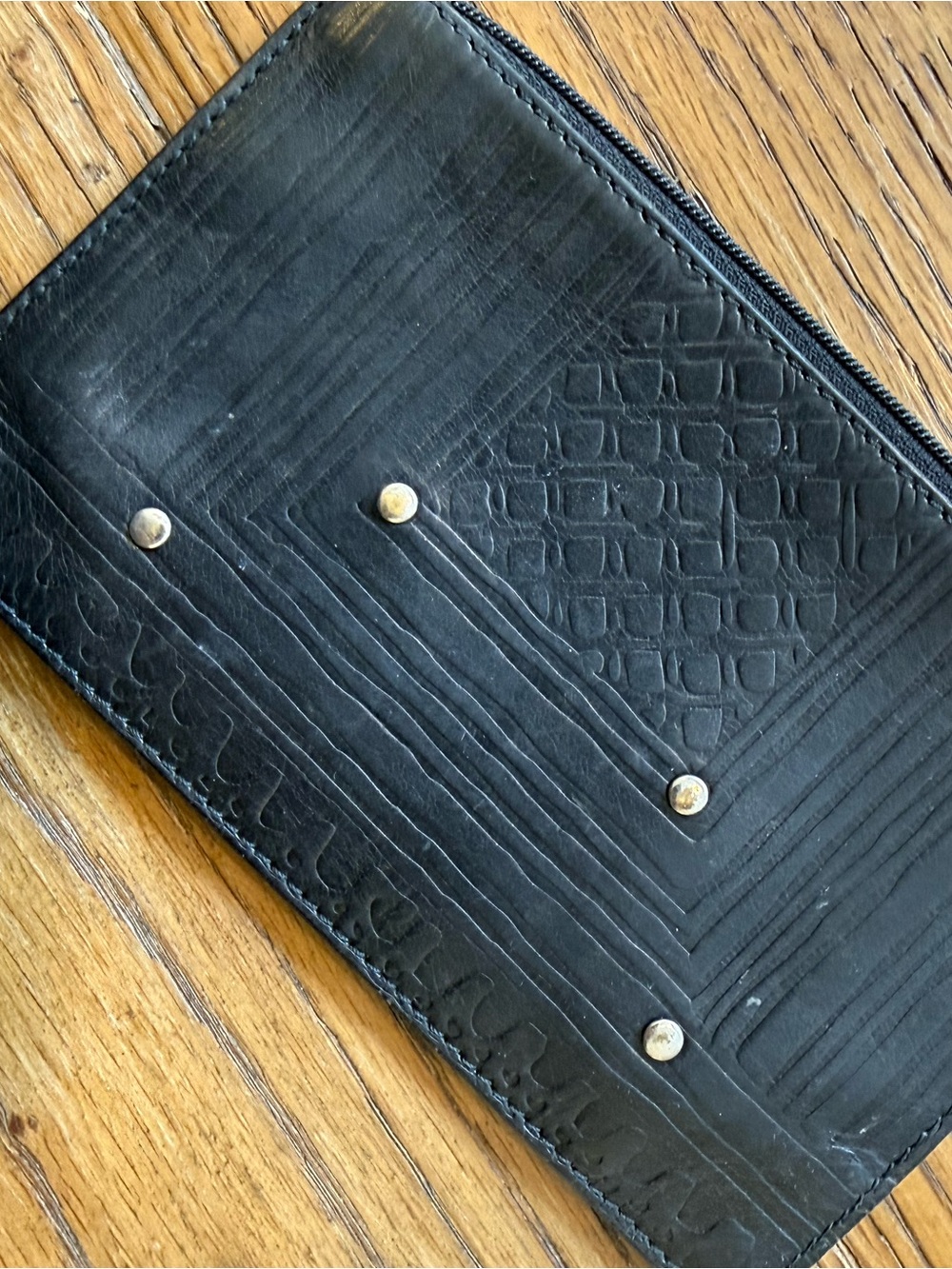 YVES SAINT LAURENT vintage Black Leather Zip Pouch